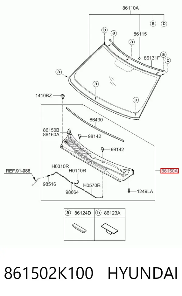 Решетка дворников 861502K100 Hyundai/Kia