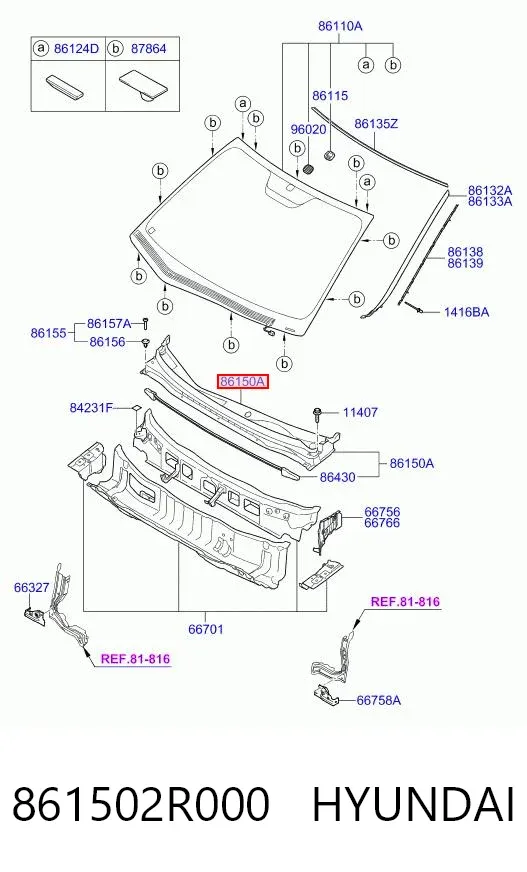 Решетка воздухозаборника салона 861502R000 Hyundai/Kia
