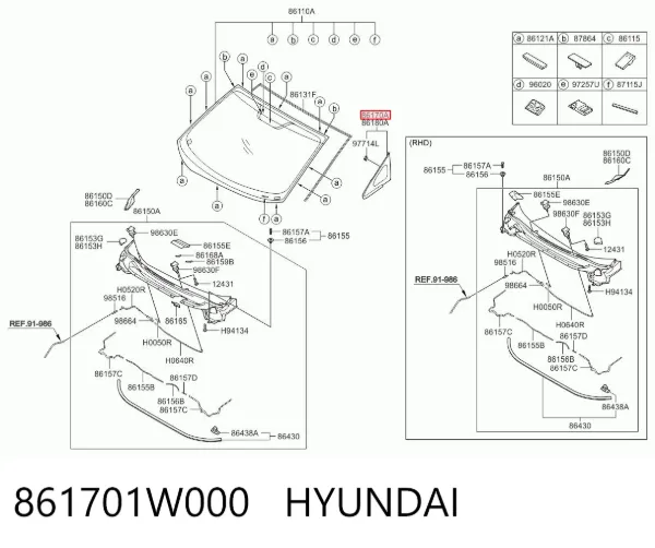 Стекло-форточка двери передней левой 861701W000 Hyundai/Kia