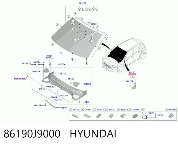 Молдинг двери передней правой 86190J9000 Hyundai/Kia
