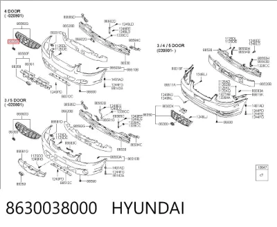 Эмблема решетки радиатора HYUNDAI 8630038000
