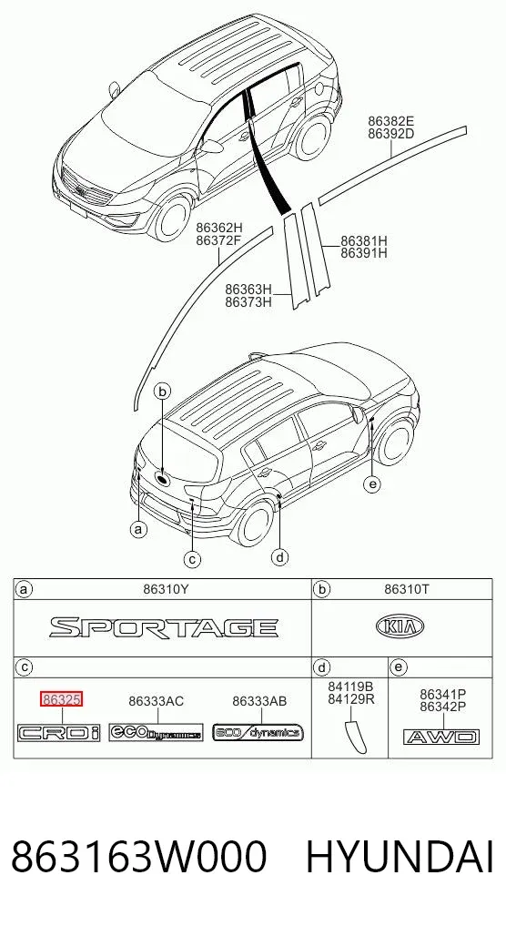  863163W000 Hyundai/Kia