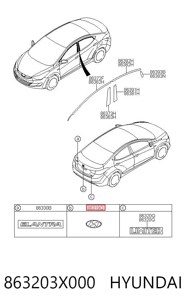 Эмблема крышки багажника 863203X000 Hyundai/Kia