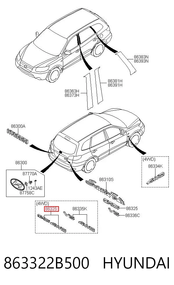 Эмблема крышки багажника 863322B500 Hyundai/Kia