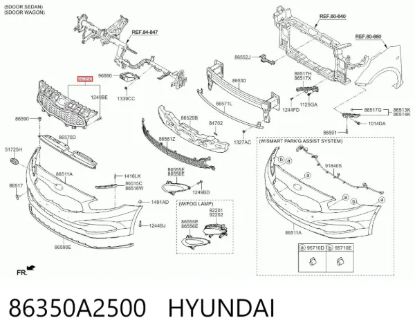 Решетка радиатора 86350A2500 Hyundai/Kia