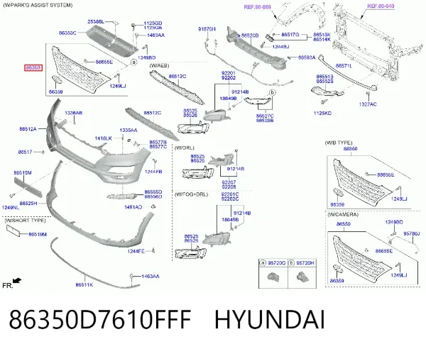 Решетка радиатора 86350D7610FFF Hyundai/Kia