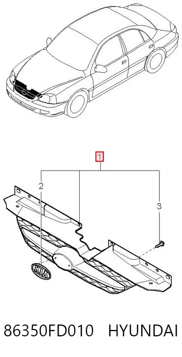 Решетка радиатора 86350FD010 Hyundai/Kia