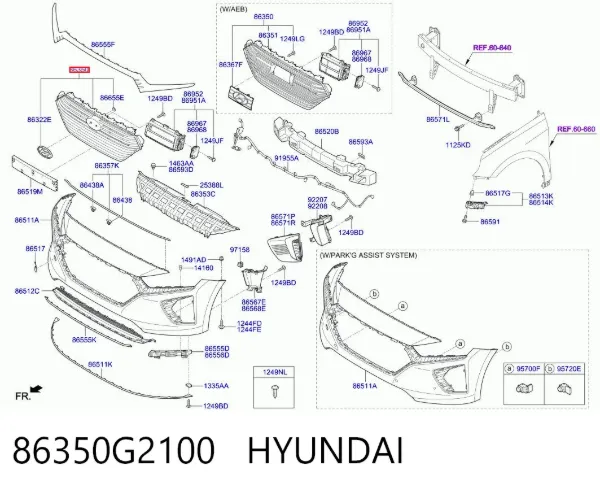 Решетка радиатора 86350G2100 Hyundai/Kia