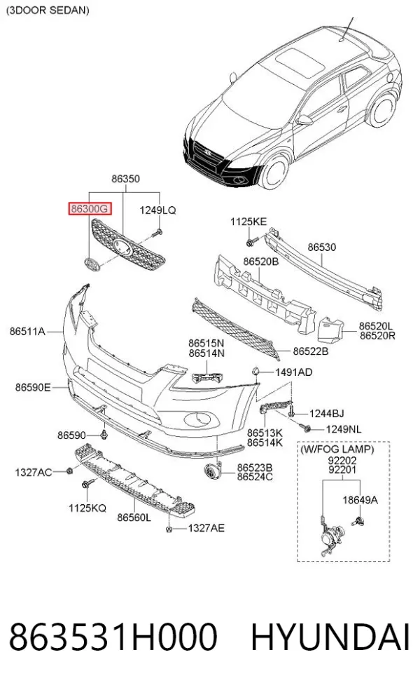 Эмблема решетки радиатора 863531H000 Hyundai/Kia