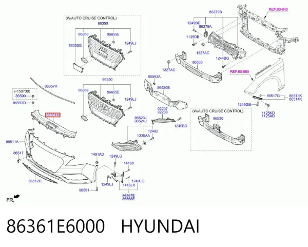 Накладка передней панели (суппорта радиатора) верхняя 86361E6000 Hyundai/Kia
