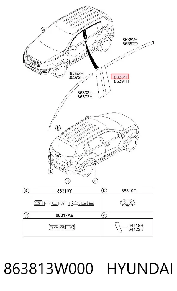  863813W000 Hyundai/Kia