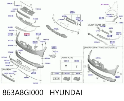 Молдинг решетки радиатора правый HYUNDAI 863A8GI000