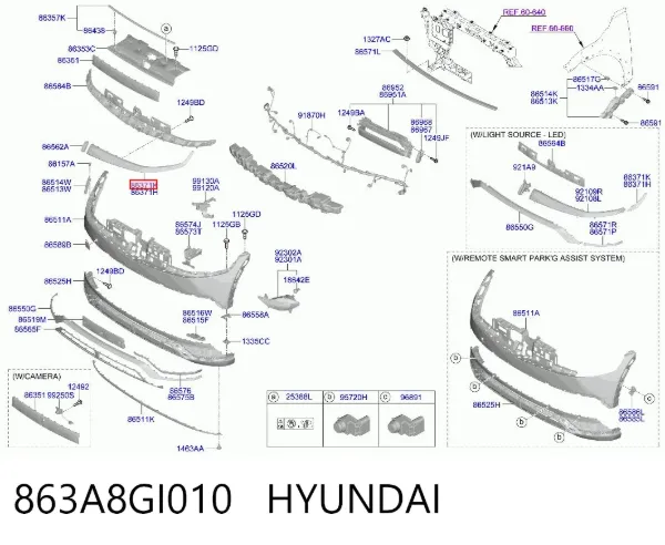 Молдинг бампера переднего правый 863A8GI010 Hyundai/Kia