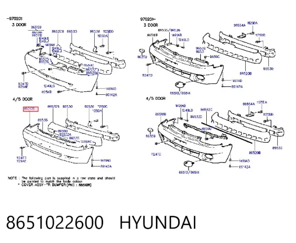 Передний бампер 8651022600 Hyundai/Kia