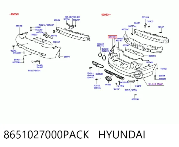Передний бампер 8651027000PACK Hyundai/Kia