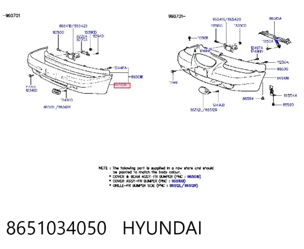 Передний бампер 8651034050 Hyundai/Kia