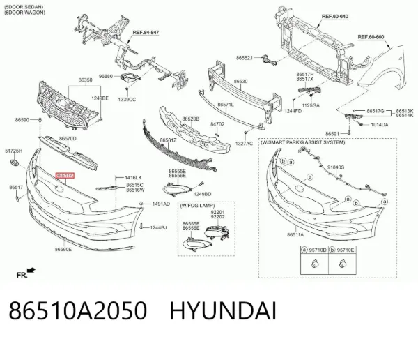 Передний бампер 86510A2050 Hyundai/Kia