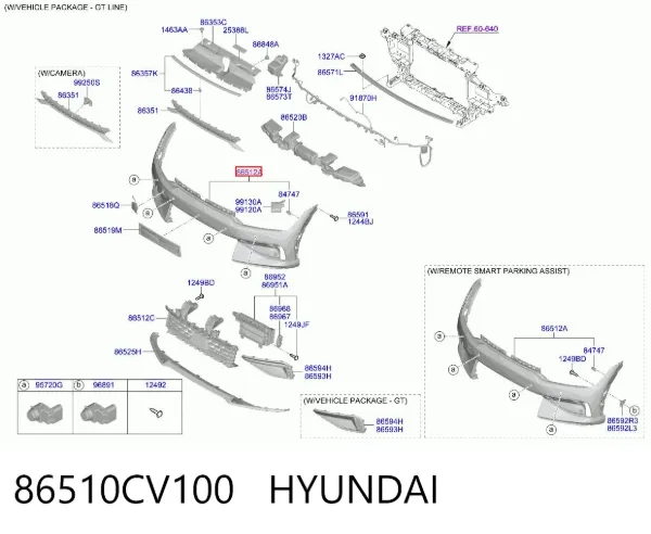 Бампер передний, верхняя часть 86510CV100 Hyundai/Kia