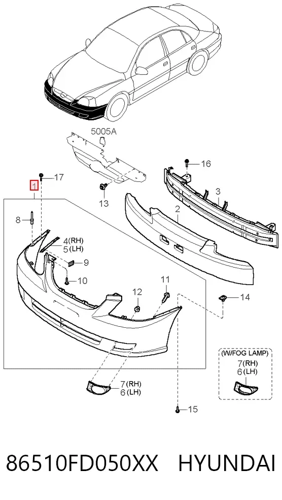 Передний бампер 86510FD050XX Hyundai/Kia