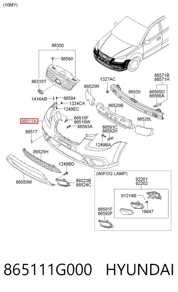 Передний бампер 865111G000 Hyundai/Kia