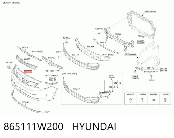 Передний бампер 865111W200 Hyundai/Kia