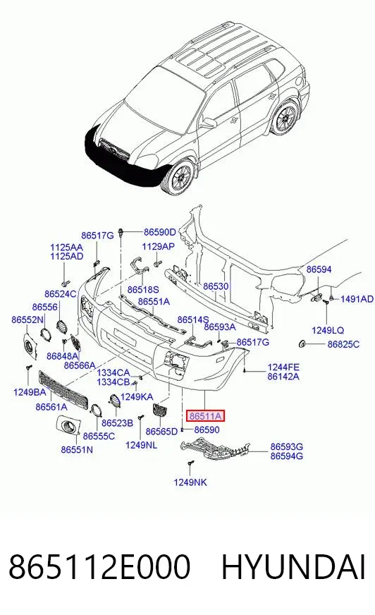 Передний бампер 865112E000 Hyundai/Kia