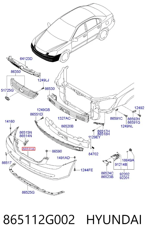 Передний бампер 865112G002 Hyundai/Kia