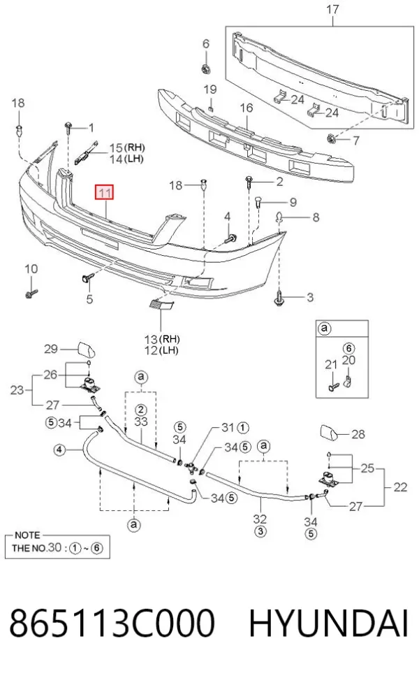 Передний бампер 865113C000 Hyundai/Kia