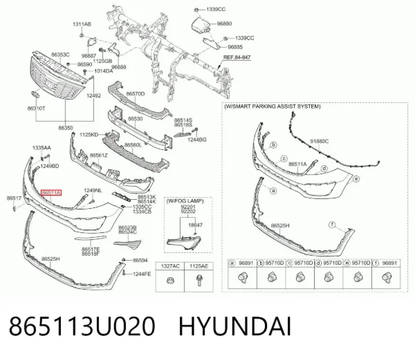Передний бампер 865113U020 Hyundai/Kia