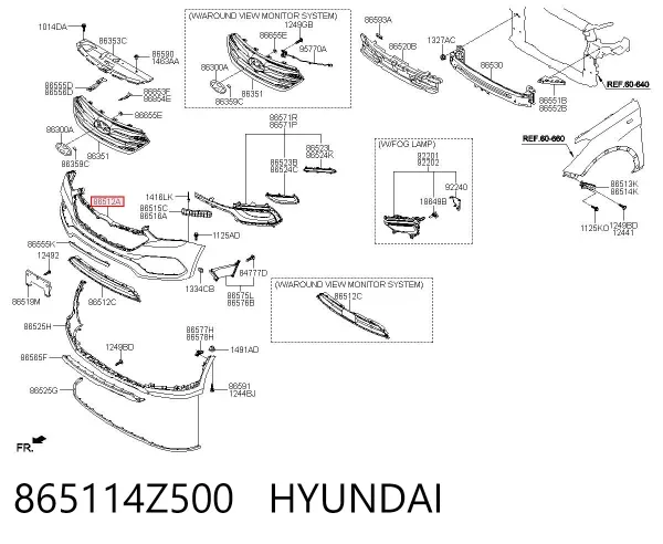 Передний бампер 865114Z500 Hyundai/Kia