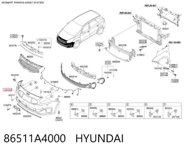 Передний бампер 86511A4000 Hyundai/Kia