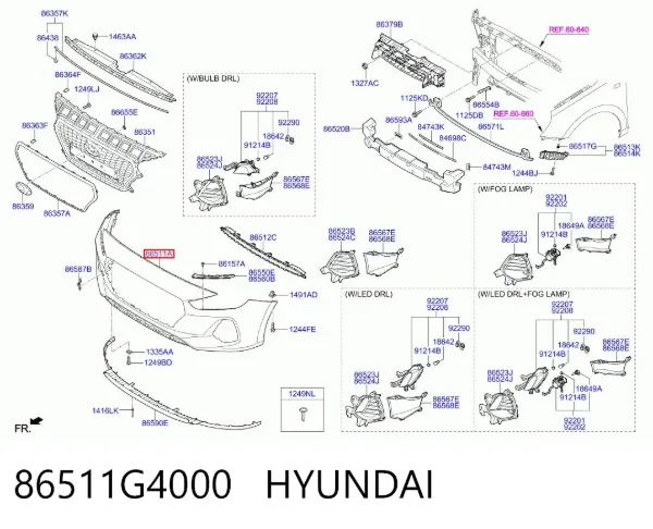 Передний бампер 86511G4000 Hyundai/Kia