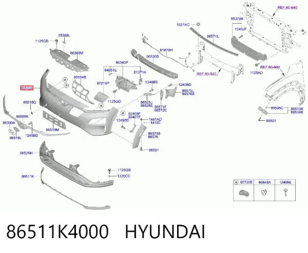 Бампер передний, верхняя часть 86511K4000 Hyundai/Kia