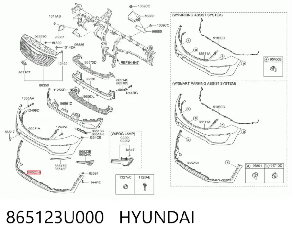 Бампер передний, нижняя часть 865123U000 Hyundai/Kia