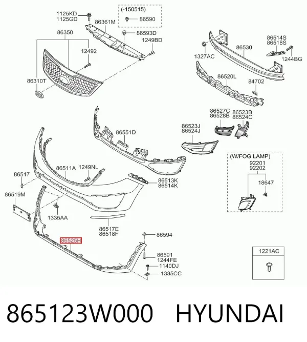 Накладка бампера переднего 865123W000 Hyundai/Kia