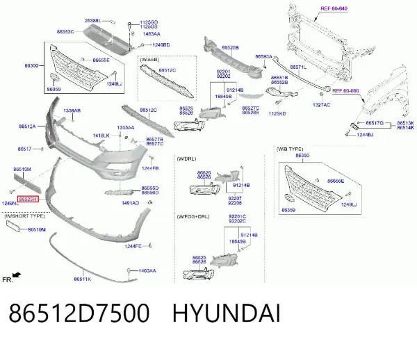Бампер передний, нижняя часть 86512D7500 Hyundai/Kia