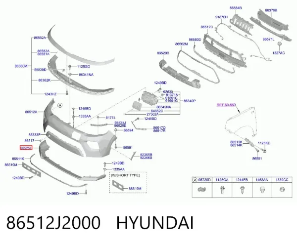 Бампер передний, нижняя часть 86512J2000 Hyundai/Kia