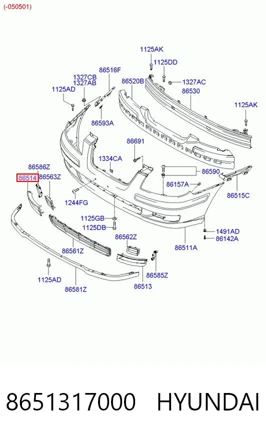 Решетка бампера переднего правая 8651317000 Hyundai/Kia