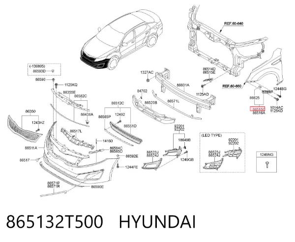Кронштейн крепления крыла переднего левого передний 865132T500 Hyundai/Kia