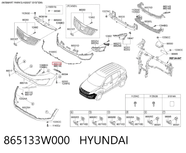 Кронштейн бампера переднего внешний левый 865133W000 Hyundai/Kia