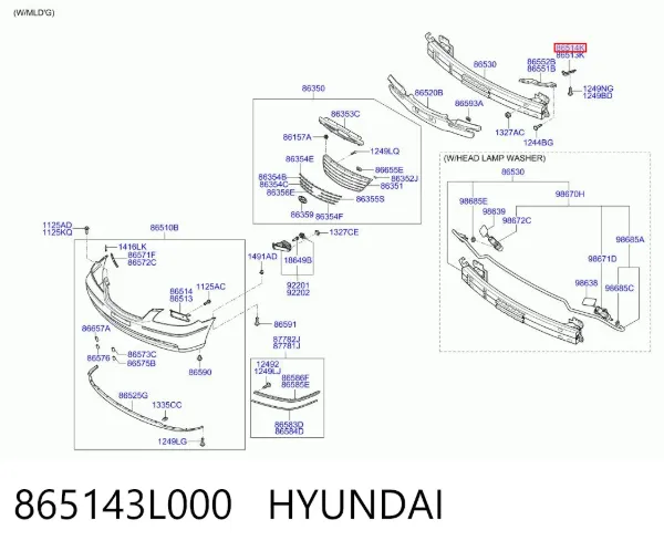 Кронштейн бампера переднего правый 865143L000 Hyundai/Kia