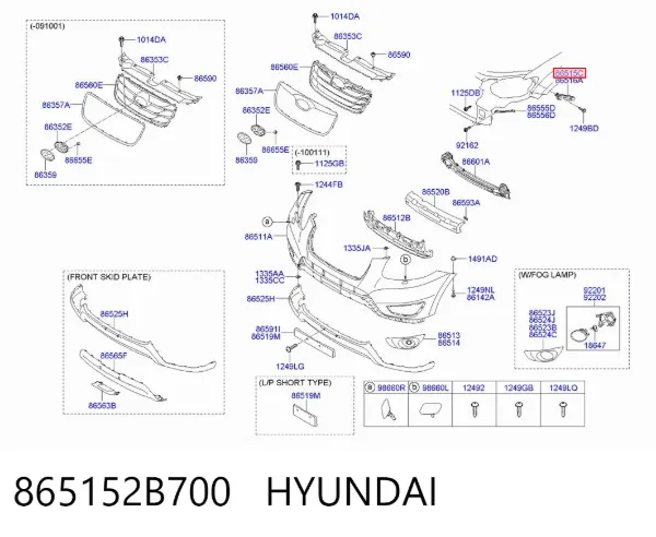 Кронштейн крепления крыла переднего левого передний 865152B700 Hyundai/Kia