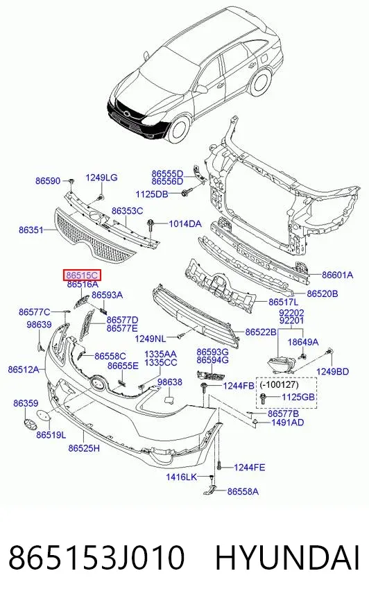 Кронштейн бампера переднего левый 865153J010 Hyundai/Kia