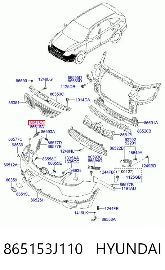 Кронштейн бампера переднего левый 865153J110 Hyundai/Kia