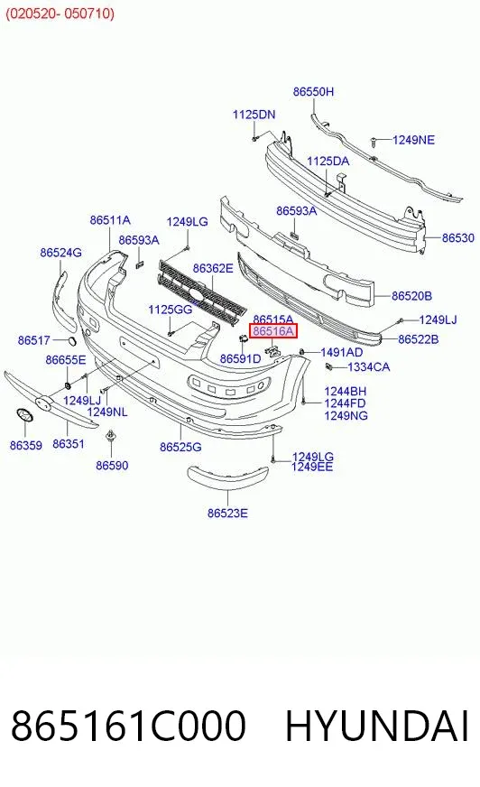 Кронштейн бампера переднего внешний правый 865161C000 Hyundai/Kia