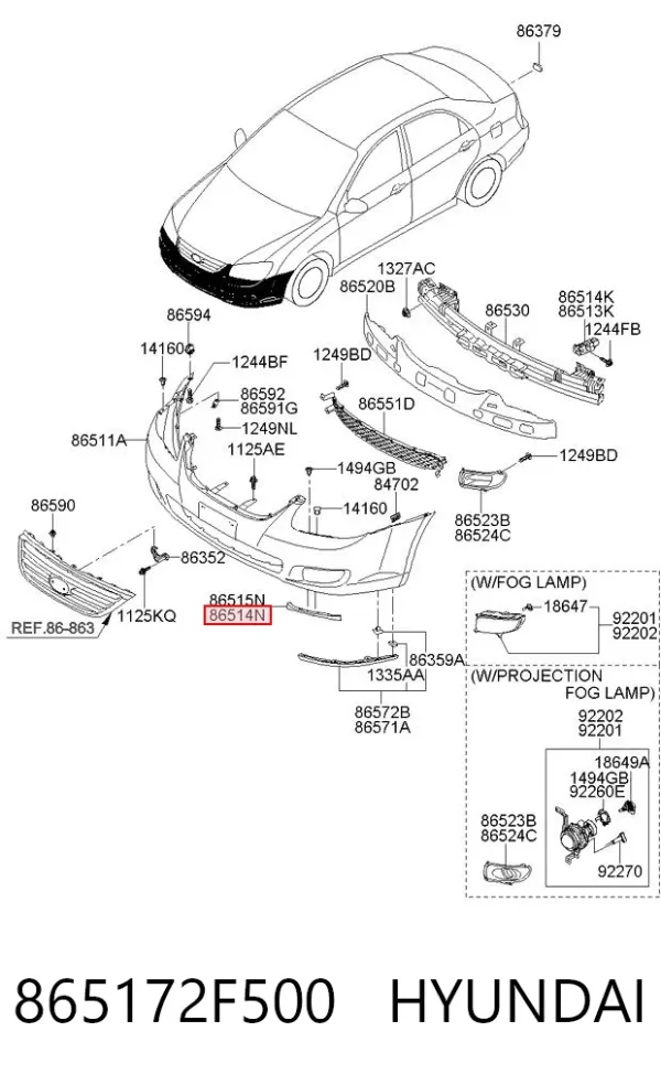 Кронштейн бампера переднего левый 865172F500 Hyundai/Kia