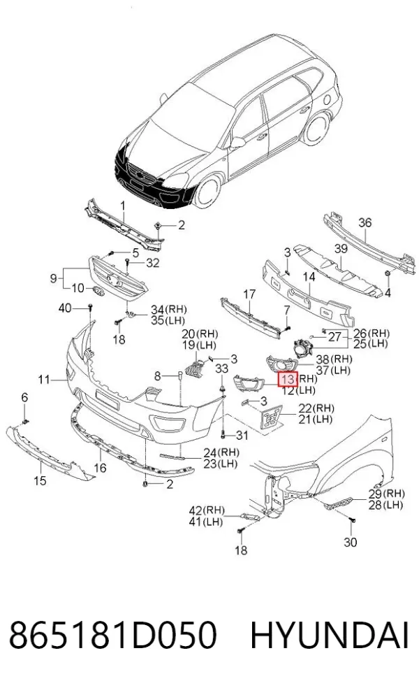  865181D050 Hyundai/Kia