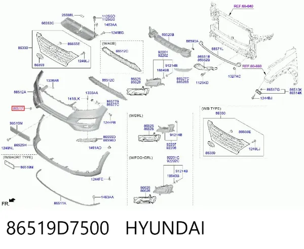 Заглушка буксировочного крюка 86519D7500 Hyundai/Kia