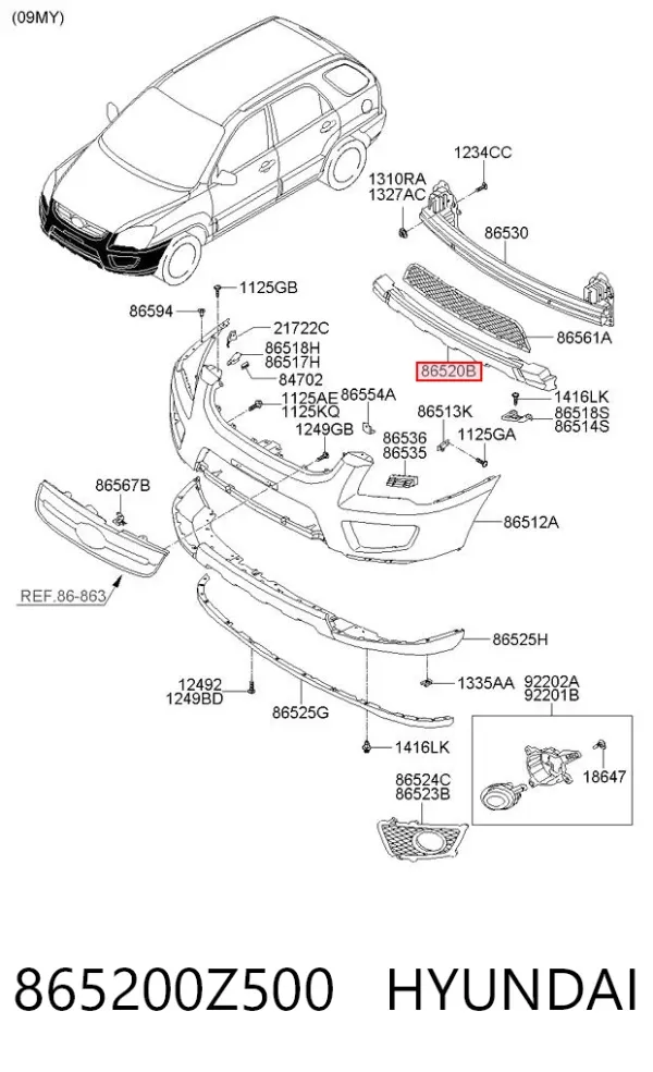 Абсорбер переднего бампера 865200Z500 Hyundai/Kia