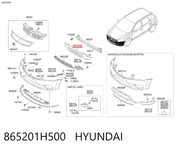 Абсорбер переднего бампера 865201H500 Hyundai/Kia